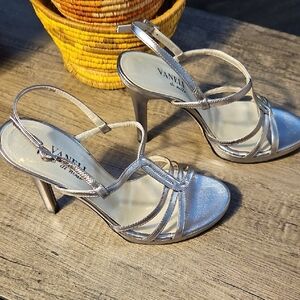 Vaneli Lenita Metallic Silver  Heels Prom Wedding